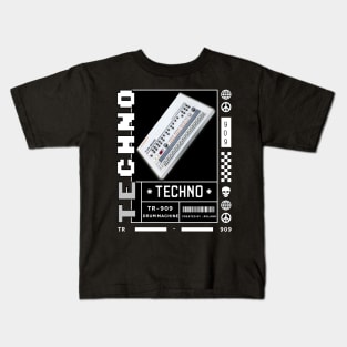 TECHNO  - TR 909 Drum Machine (Black) Kids T-Shirt